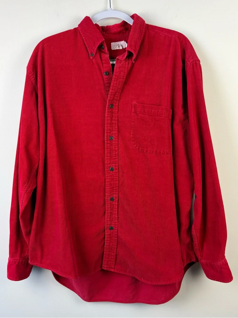 J. Crew Men’s Vintage Cotton Red Corduroy Button Down Shirt